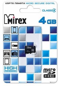 Фото 1/2 13612-MCROSD04, Флеш карта microSD 4GB Mirex microSDHC Class 4