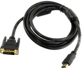 Фото 1/6 Кабель HDMI to DVI-D (19M -25M) 2м, TV-COM, 2 фильтра  LCG135F-2M