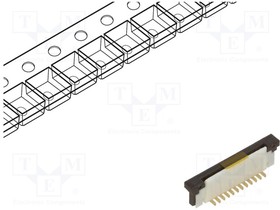 FFC3A20-12-G, FFC & FPC Connectors 12W, 1mm FFC Con, Vert, H5.5mm, Gold, SMT, T&R