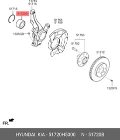 Фото 1/3 51720H5000, Подшипник ступичный передн HYUNDAI: Solaris II (HC) 17- / KIA: Rio IV (YB) 17- 38.1x74x37
