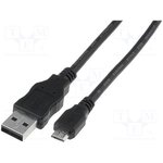 AK-300110-010-S, Cable; USB 2.0; USB A plug,USB B micro plug; nickel plated; 1m