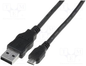 AK-300110-010-S, Cable; USB 2.0; USB A plug,USB B micro plug; nickel plated; 1m