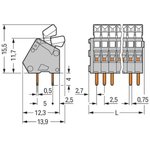 233-202, Клеммная колодка типа провод к плате, 2.5 мм, 2 вывод(-ов), 28 AWG ...