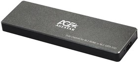 Фото 1/8 Внешний корпус SSD AgeStar 31UBVS6C NVMe/SATA USB3.0 алюминий черный M2 2280 B/M-key