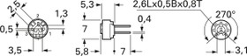 Cermet trimmer potentiometer, 50 kΩ, 0.5 W, THT, on top, RJ-6P-503-50K OHM