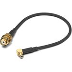 Coaxial cable, SMA jack (straight) to MCX plug (angled), 50 Ω, RG-174/U ...