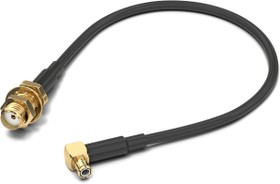 Coaxial cable, SMA jack (straight) to MCX plug (angled), 50 Ω, RG-316/U, grommet black, 152.4 mm, 65501710515301