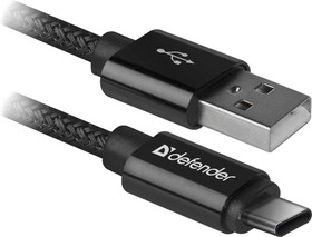 Фото 1/3 87814, Defender Кабель USB2.0 AM-Type-C, 2.1A, 1 метр, чёрный.