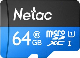 Фото 1/10 Флеш карта microSDHC 64GB Netac P500  NT02P500STN-064G-S  (без SD адаптера) 80MB/s