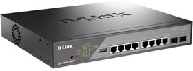 Фото 1/9 D-Link DSS-200G-10MPP/A1A Настраиваемый L2 коммутатор с 8 портами 10/100/1000Base-T и 2 портами 1000Base-X SFP (8 портов PoE 802.3af/at/bt,