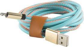Фото 1/3 Дата-кабель Red Line USB - micro USB (2 метра) оплетка "экокожа", синий