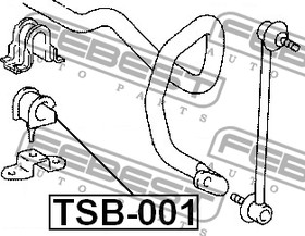 Фото 1/7 TSB-001, Втулка стабилизатора TOYOTA KLUGER L/V ACU2#,MCU2# 2000.11-2007.05 [JP] переднего d23