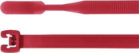 109-00184 Q50R-PA66-RD, Cable Tie, Q-Tie, 210mm x 4.7 mm, Red Polyamide 6.6 (PA66), Pk-100