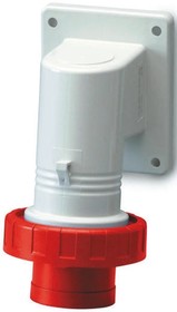 Фото 1/2 247.1696, IP66, IP67 Red Wall Mount 3P + E Right Angle Industrial Power Plug, Rated At 16A, 415 V