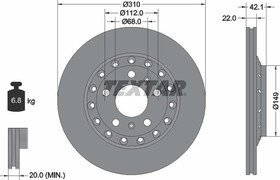 Фото 1/3 92152303, Диск тормозной VW PHAETON 02-, AUDI A8 02-10,