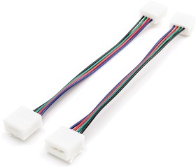 Фото 1/4 09-15 Комплект коннекторов (2 клипсы с проводами)для RGB - светодиодной ленты12В, шириной 10мм, IP65