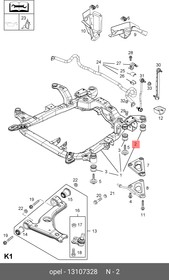 13107328, Сайлентблок подрамника переднего OPEL: ASTRA G/H, ZAFIRA A/B