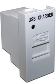 Модуль USB-зарядки, 1 порт, 5V/1A, 22.5x45, белый LAN-EZ45x22-1xUSB-WH