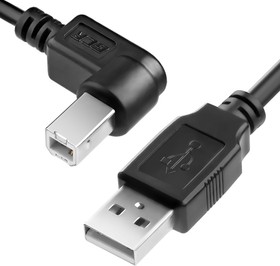 GCR-UPC3M2-BB2S-0.2m, GCR Кабель 0.2m USB 2.0, AM/BM угловой, черный, 28/28 AWG, экран, армированный, морозостойкий