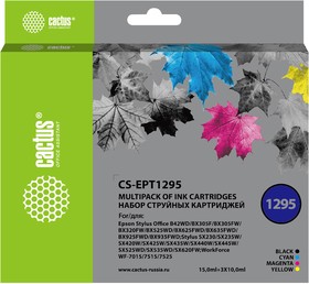 Фото 1/4 Картридж струйный Cactus CS-EPT1295 T1295 черный/голубой/ желтый/пурпурный набор (45мл) для Epson Stylus Office B42/BX305/BX305F/ BX320/BX52