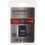 EX016GCSDHC10-AD, Карта памяти 16GB MicroSD class 10 + SD адаптер EXPLOYD