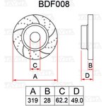 BDF008, Диск тормозной LEXUS RX300,RX350,RX400 (03-) передний перфорированный ...