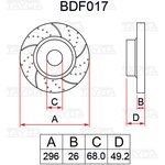 BDF017, Диск тормозной NISSAN Teana (J32) передний перфорированный комплект TAYGA