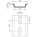 0801759, Steel Perforated DIN Rail, Top Hat Compatible, 2m x 35mm x 7.5mm