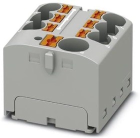 Фото 1/2 Distribution block, push-in connection, 0.2-6.0 mm², 7 pole, 32 A, 6 kV, gray, 3273856