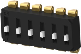 EDS06SNNNTR04Q, DIP / SIP переключатель, приподнятый, 6 схем(-а), Ползунок, SMD (Поверхностный Монтаж), SPST, 24 В