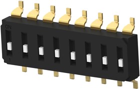 EDS08SGRNTU04Q, DIP / SIP переключатель, с углублением, 8 схем(-а), Ползунок, SMD (Поверхностный Монтаж), SPST