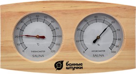 Фото 1/3 18024, Термометр с гигрометром Банная станция 24,5х13,5х3 см для бани и сауны, Банные штучки (БАННЫЕ ШТУЧКИ