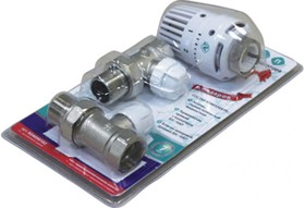 Комплект термостатический для радиаторов №1 3/4" прямой (термоклапан, клапан запорный, термоголовка) 024050102