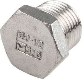 Фото 1/4 Stainless Steel Pipe Fitting Hexagon Plug, Male R 1/2in