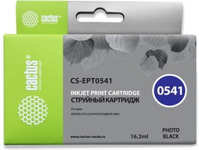Фото 1/4 Картридж струйный Cactus CS-EPT0541 черный для Epson Stylus Photo R800/ R1800 (16,2ml)