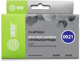 Фото 1/7 Картридж струйный Cactus CS-EPT0921 T0921 черный (8мл) для Epson Stylus C91/CX4300/T26/T27/ TX106/TX109/TX117/TX119