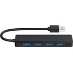 Концентратор usb 3.0 4 порта, кабель 19см, с доп. питанием (type-c), UHB-C414