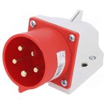 Вилка настенная 32А 400V 3P+N+E IP44 525-6