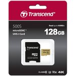 TS128GUSD500S, Флеш карта microSD 128GB Transcend microSDXC Ultimate UHS-I U3 ...