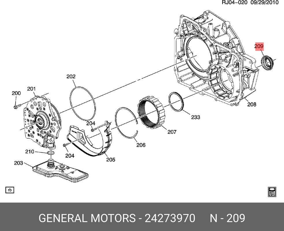 Сальник первичного вала GM ONIX/TRACKER L4H/LIF