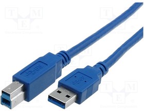CU301-018-PB, Cable; USB 3.0; USB A plug,USB B plug; nickel plated; 1.8m; blue