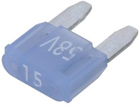 Фото 1/2 Automotive flat fuse, 15 A, 58 V, blue, (L x W x H) 10.9 x 3.8 x 16 mm, 341129-58V