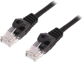 Фото 1/2 CP1043U, Patch cord; U/UTP; 5e; stranded; CCA; PVC; black; 1.5m; 26AWG