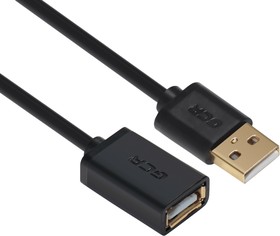 GCR-UEC6M-BB2S-1.0m, GCR Удлинитель USB 1.0m, AM/AF, черный, 28/28 AWG, экран, армированный, морозостойкий