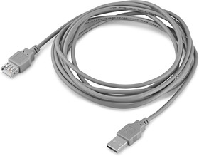 Фото 1/6 Кабель USB2.0 Buro USB A(m) - USB A(f), 3м, блистер, серый [bhp ret usb_af30]