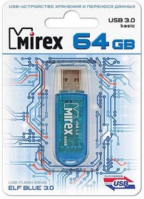 Фото 1/2 13600-FM3BEF64, Флеш накопитель 64GB Mirex Elf, USB 3.0, Синий