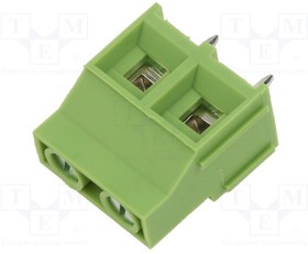 XY130-2P 9.5MM GREEN, PCB terminal block; angled 90°; 9.5mm; ways: 2; on PCBs; terminal