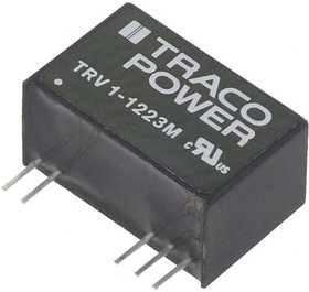 Фото 1/2 TRV 1-1223M, Isolated DC/DC Converters - Through Hole 9.6-14.4Vin +/-15V 1W 34mA SIP Iso