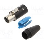 RT4FC-B, Plug; XLR mini; female; PIN: 4; straight; for cable; soldering; 500V