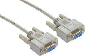 GCR-DB901-15m, GCR Кабель 15.0m 0-модемный COM, DB9/DB9 9F/9F , серый, 30 AWG